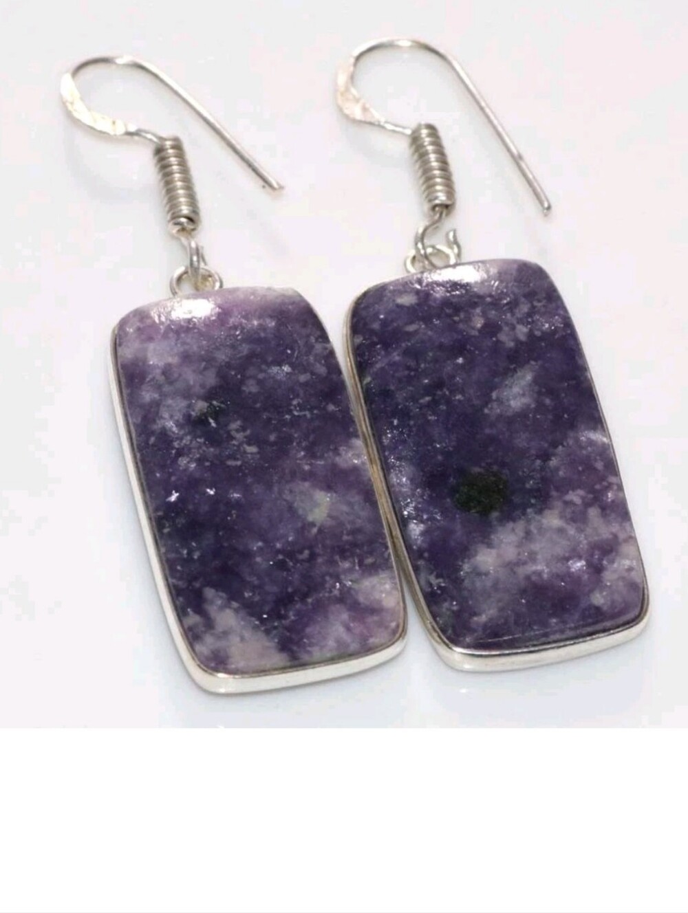 Lepidolite Gemstone Jewelry 925 Sterling Silver Handmade Drop Dangle Earrings